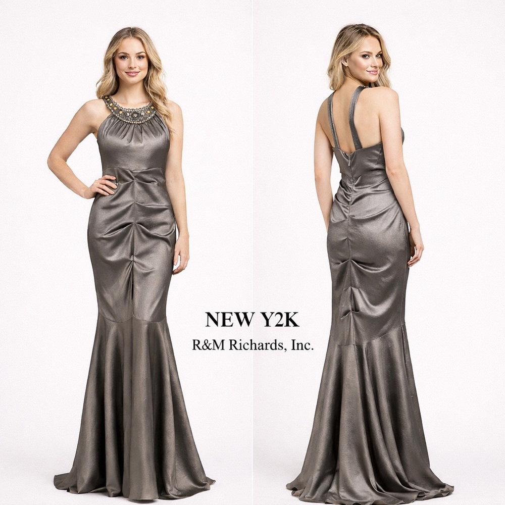 NWT R&M Richards,Stunning Mermaid Ruched Gown,Instantly Slimming,Perfect,Size 14